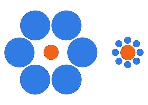 10. Aşağıdaki resimdeki turuncu daireler aynı boyutta mı yoksa farklı boyutlarda mı?