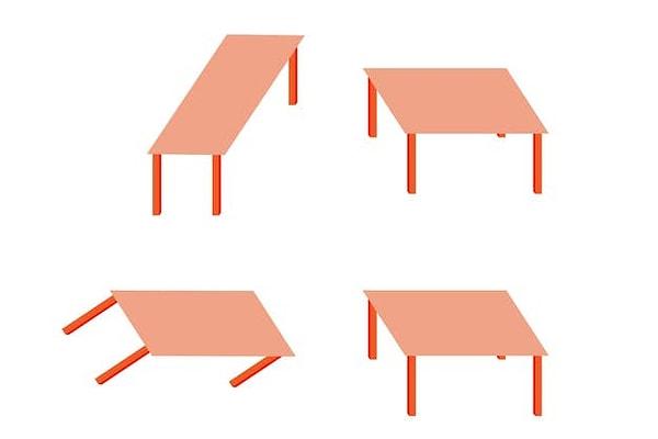 13. Son soruya geldik. Aşağıdaki görsele yakından bakın. Masaların üst kısımları aynı boyutta mı yoksa farklı boyutlarda mı?