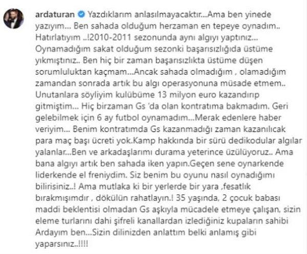Arda Turan'ın açıklamaları şöyle: