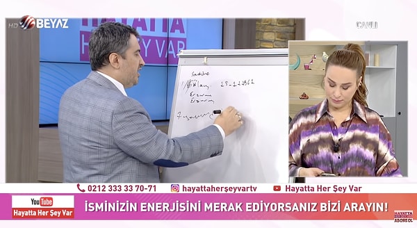 İsim, anne adı, doğum tarihi, doğum yeri gibi bilgilerin istendiği programda isimlerin enerjisine bakıldı. Özcan, ilk seyirciye 7 yaşında bir korkusu oluştuğunu  söyledi ve 7 kere "La Havle" çekme çözümünü önerdi.