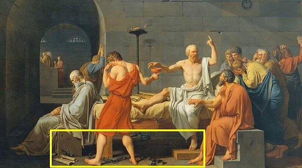 Zehir dolu kadehle ölecek olan Sokrates, aslında ölümü bir özgürlük olarak görüyor.