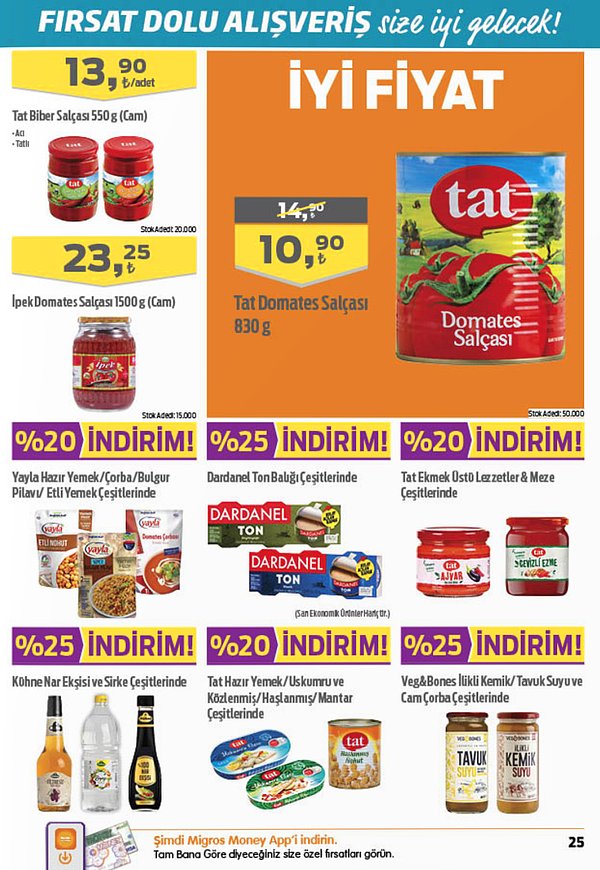 Tat Domates Salçası 830 g 10,90 TL.