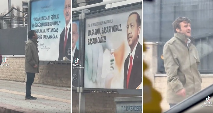 Cumhurbaşkanı Erdoğan'ın Bilboard Fotoğrafına İsyan Ettiği İddia Edilen Vatandaş