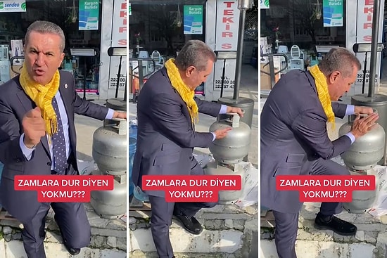 Mustafa Sarıgül'den Tüp Tokatlamalı Zam Protestosu