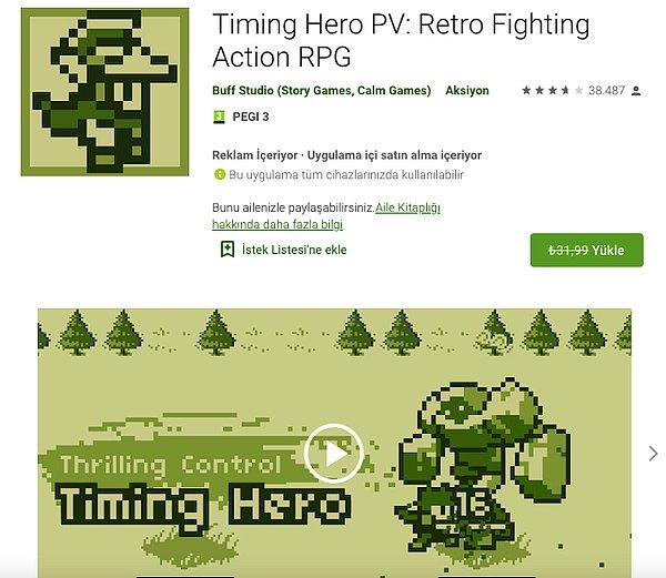 Timing Hero PV: Retro Fighting Action RPG (Ücretsiz – 31.99 TL)