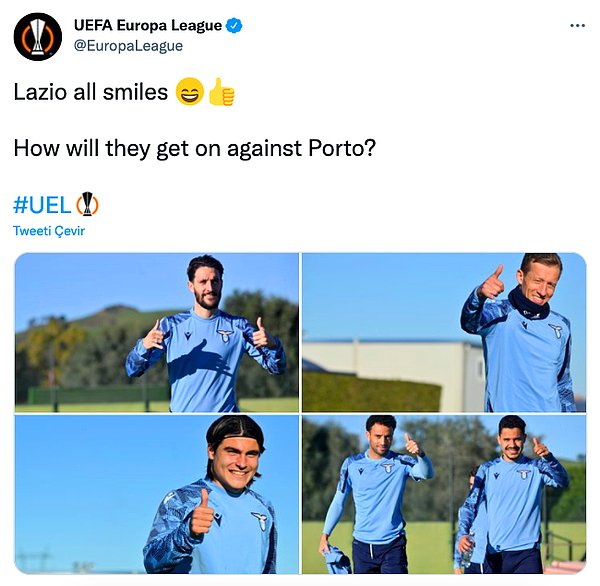 Onlarca farklı dilden insanın tepki gösterdiği UEFA Avrupa Ligi hesabı olay yaratan paylaşımının ardından bir de Laziolu futbolcuları paylaştı.