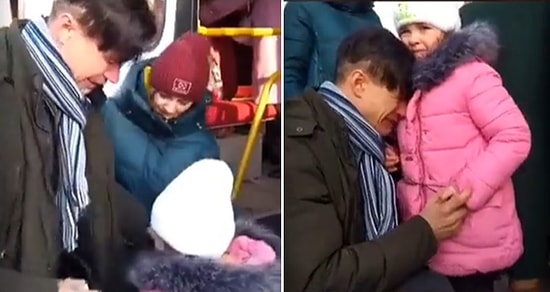 Orduya Katılan Ukraynalı Bir Babanın Ailesine Veda Ederken Gözyaşlarına Boğulduğunu İddia Eden Görüntüler