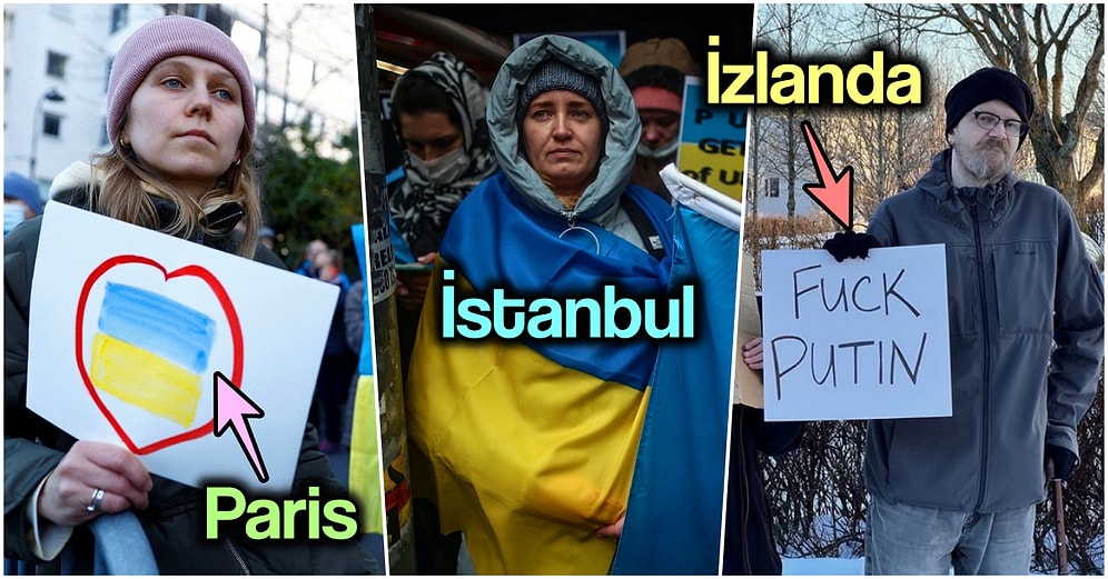 Tüm Dünya Tek Yürek! Dört Bir Yanda Düzenlenen Ukrayna'ya Destek Gösterilerinden Kareler