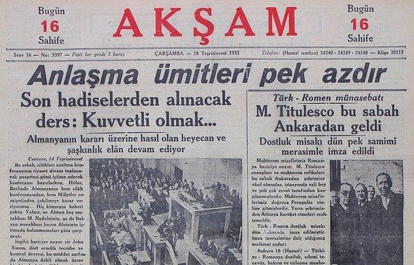 14. Türkiye- Romanya Dostluk, Saldırmazlık, Hakemlik ve Uzlaşma Anlaşması - 17 Ekim 1933