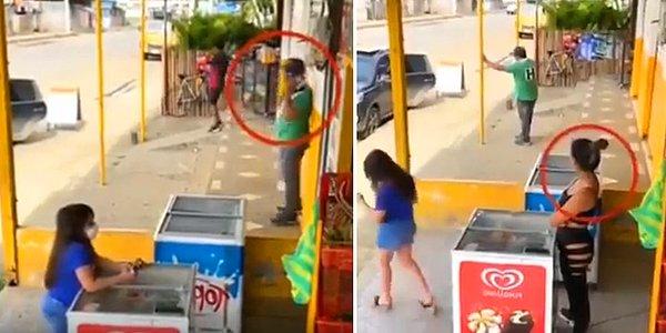 Sosyal medyada paylaşılan ve kurgu olduğu yönünde iddialar bulunan görüntülerde, bir kadın, dondurma satın alan kızı kaçırma girişiminde bulunan adamı engellerken görülüyor.