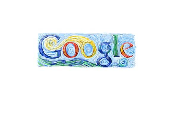 Google logosu, Vincent van Gogh'un 29 Mart 2005'teki 152. doğum günü için post-Empresyonist bir tablo olarak yeniden oluşturuldu.