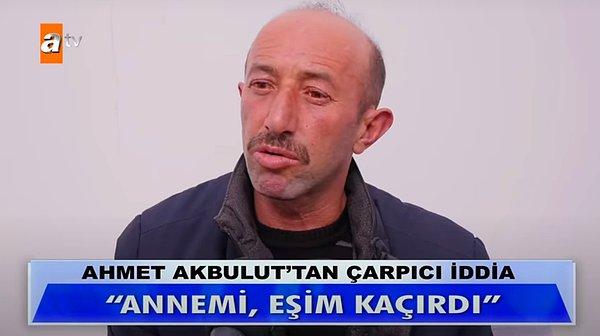 Nevşehir'de yaşayan 42 yaşındaki Ahmet Akbulut, annesinin kaçırıldığını iddia ederek Müge Anlı'ya başvurdu. Eşinin annesini kaçırdığını ve alıkoyduklarını söyleyen Akbulut, izleyenleri şaşırtacak açıklamalarda bulundu.
