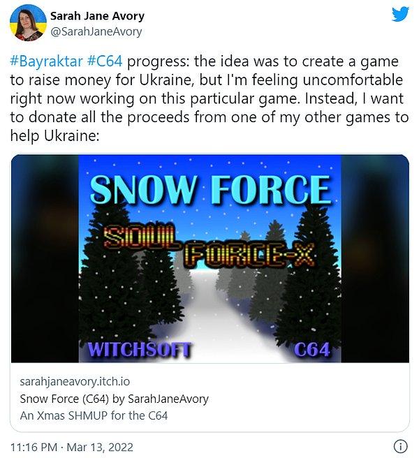 Gelirini Ukrayna'ya bağışlayacağı bir oyun yaratma fikriyle yola çıktığını belirten geliştirici projeyi rafa kaldırdığı için başka bir oyununun gelirini bağışlama kararı aldığını da açıkladı.