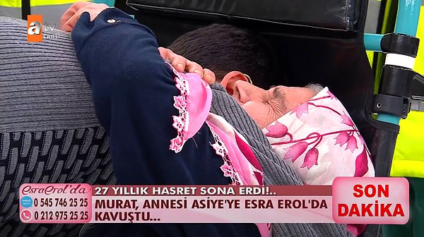 Ve nihayet 14 Mart tarihli canlı yayında anne Asiye ve 26 yıldır görmediği oğlu Murat kavuştu. Asiye Kalkar heyecandan bayılırken Murat Kalkar, annesini bir saniye bile yalnız bırakmadı.