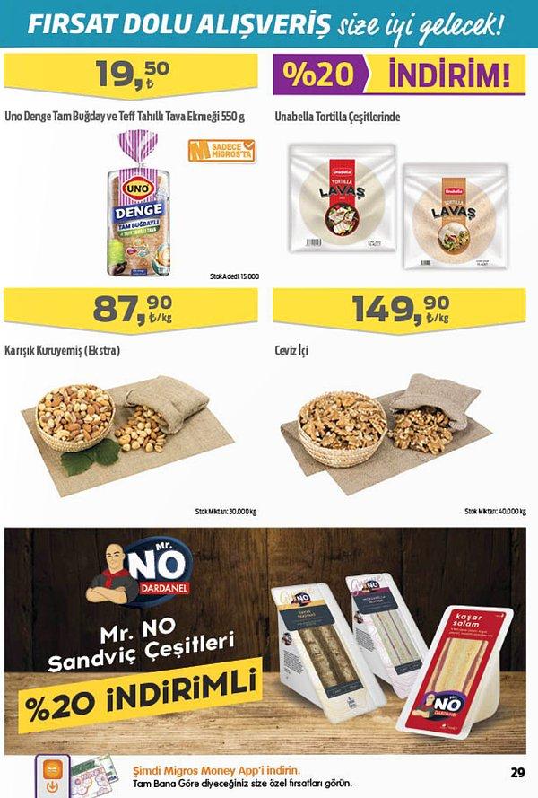 Uno Denge Tam Buğday ve Teff Tahıllı Tava Ekmeği 550 g 19,50 TL.