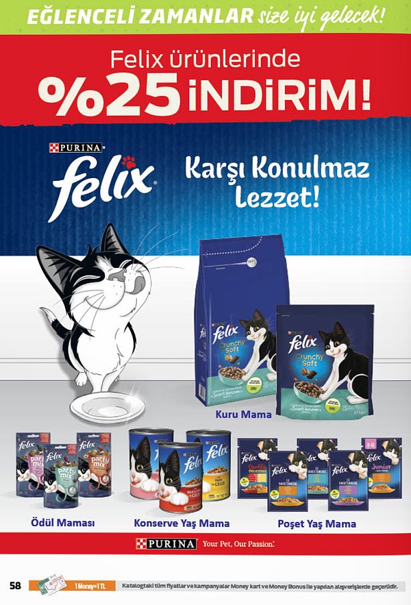 Patili dostlarımız için Felix ürünleri %25 indirimli.