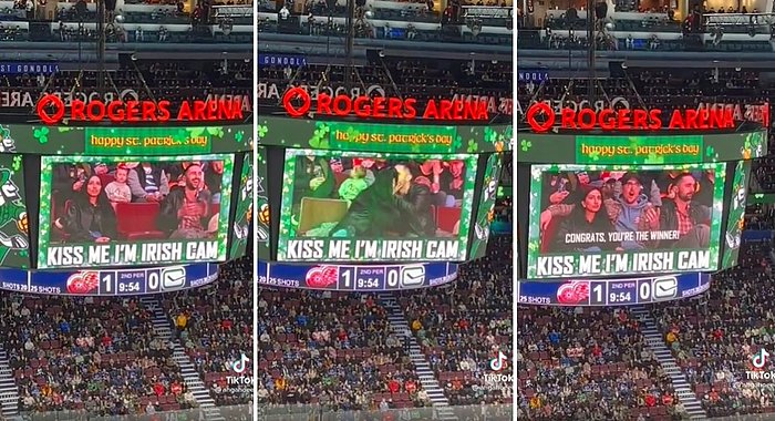 Birlikte Olduğu Erkek Yanında Değilken 'Kiss Cam' Kendini Gösterince Yabancı Bir Erkekle Öpüşen Kadın