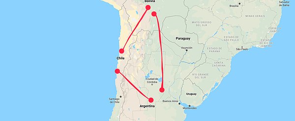Dünyanın en zengin lityum yataklarından biri, bazen "lityum üçgeni" olarak adlandırılan Şili, Bolivya ve Arjantin bölgelerini kapsıyor.