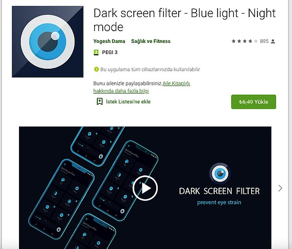 Dark screen filter - Blue light - Night mode