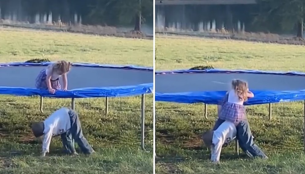 Trambolinden İnmeye Çalışan Kardeşi İçin Basamak Olan Abinin İçinizi Isıtacak Anları