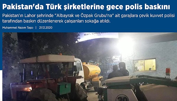 Ve Albayrak Grubu'nun 2020 yılında yapılan polis baskını, mala el koyma ve teknik takipler nedeniyle İmran Khan hükümetinden rahatsız olduğu bir diğer iddia.