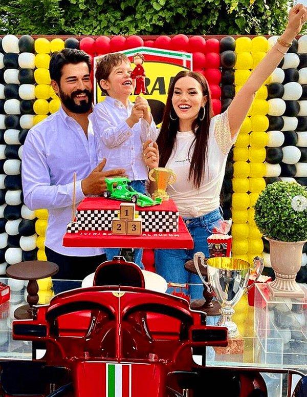 Oğulları Karan için 'Ferrari' temalı bir partiye ev sahipliği yapan çift, kutlamadan renkli kareleri sosyal medya hesabından takipçileriyle paylaştı.