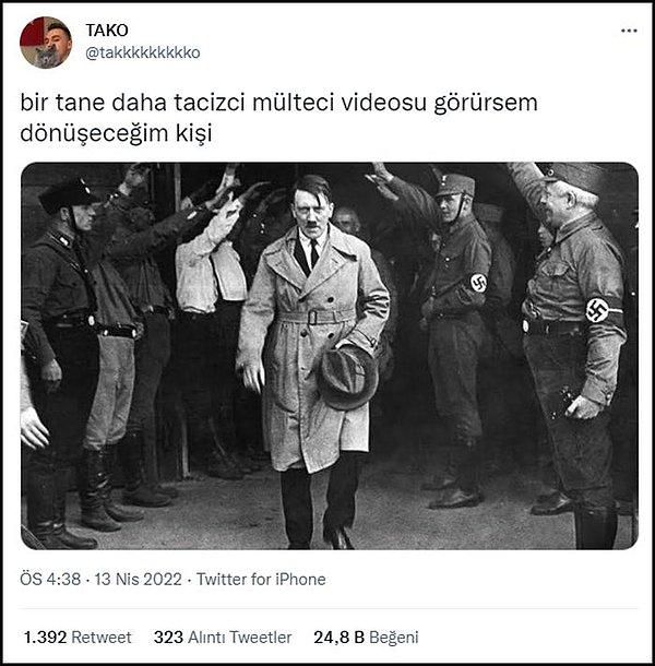 Yukarıdaki örneklere ek olarak Hitler'e gönderme yapan bir sosyal medya fenomeninin paylaşımının binlerce beğeni aldığı görülüyor. 👇
