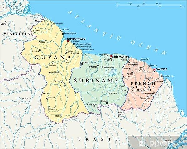 3. Fransa'nın yani Fransız Guyanası'nın -ki burası anavatan statüsündedir- en uzun sınırı Brezilya iledir. Yani Brezilya AB'ye komşu bir ülkedir.