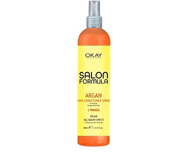 9. Argan yağı içeren bu spreyin saçlarınızı onarma vaadi de var.