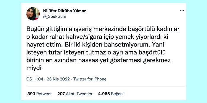 Başörtülü Kadınların Ramazan Ayında Yiyip İçmesinden Rahatsız Olan Twitter Kullanıcısı Tartışma Yarattı