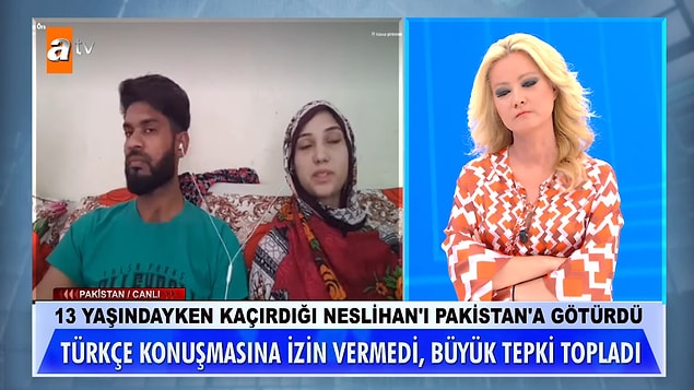 'Ne güzel ya, gel Pakistan'dan bizim çocuğumuza el kol salla al götür. İnşallah yanılır tekrar Türkiye'ye kaçak göçek gelirsin de, ben o zaman bu işleri yapar mıyım yapmaz mıyım bilmiyorum. Ama senin yargılanman, cezaevine girmen için elimden geleni yaparım.' diyen Müge Anlı 'Madem aldın götürdün, bari kızımıza iyi bak kibar davran.' diye ekledi.