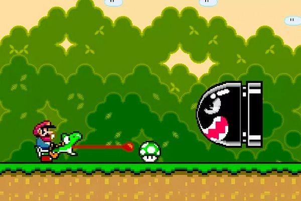 3. Super Mario World oyununda Mario Yoshi'nin kafasına yumruk atıyor.