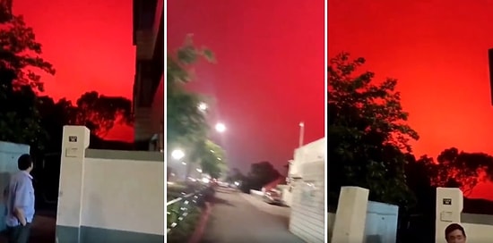Kıyamet mi Kopuyor? Çin'de Gökyüzü Gece Karanlığında Kırmızı Renge Büründü