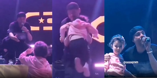 Ünlü Rapçi Ceza, Babasının Omzundan Kendisini İzleyip El Sallayan Küçük Hayranını Sahneye Çıkardı