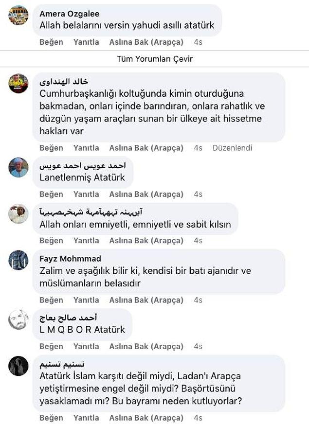 Aykırı.com.tr tarafından yapılan paylaşımda, TRT Arabi'nin Facebook paylaşımına gelen Arapça yorumlar Facebook çeviri özelliği kullanılarak çevrildi.