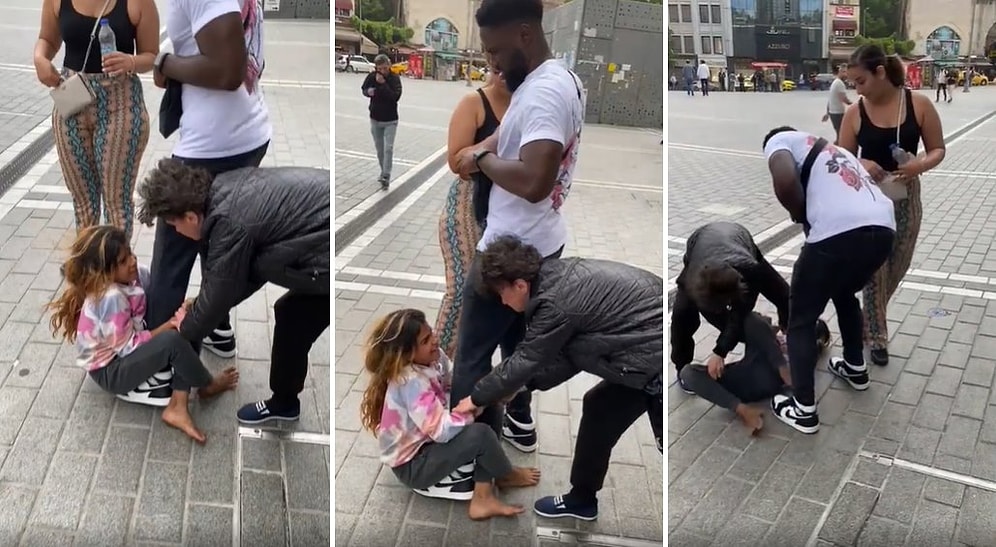 Turistten Para Alabilmek İçin Bacağına Sarılıp Bırakmayan Dilenci Çocuk