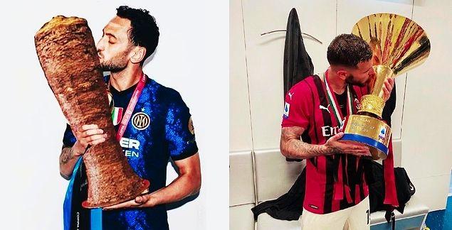 En sonuncusunda da döner öpen Hakan ve şampiyonluk kupasını öpen Milan futbolcusu caps yapıldı.