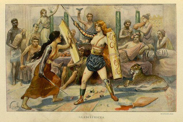 14. Il y avait aussi des gladiatrices à Rome.