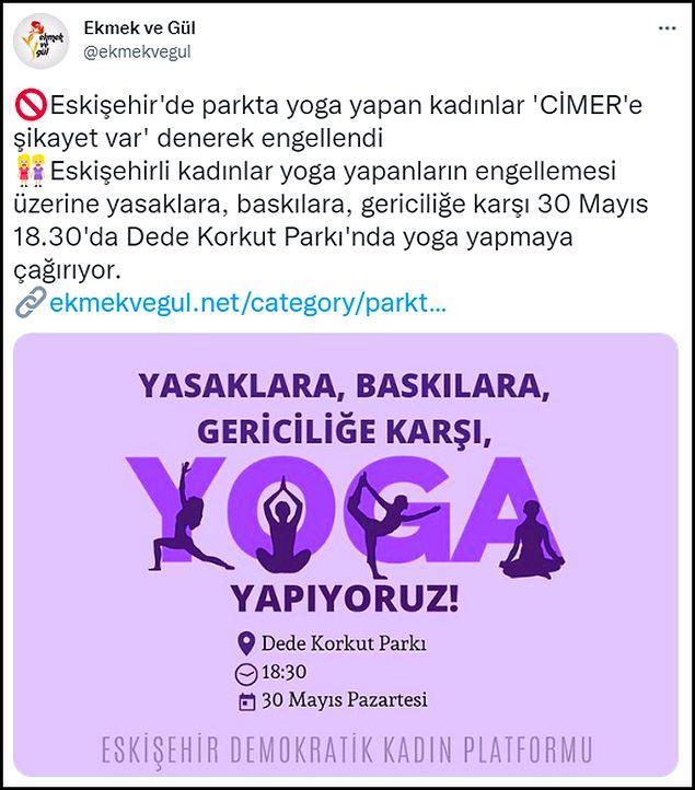 Kadın örgütleri de tüm kadınları yarın saat 18.30'da aynı parkta baskılara ve gericiliğe karşı yoga yapmaya çağırdı. 👇