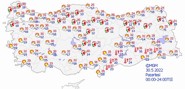 Bugün yurt genelinde hava şöyle: