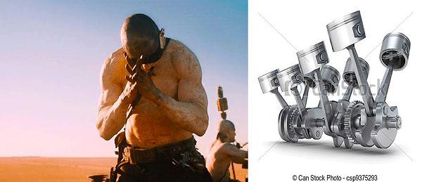 15. Mad Max: Fury Road filmindeki dua eden adamın elleri bir V8 motorunu andırıyor.