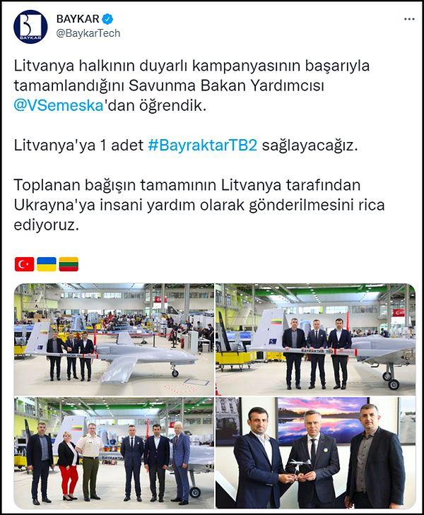 Twitter hesabından bir açıklama yapan Baykar ise SİHA’nın şirket tarafından bağışlanacağını duyurdu. Baykar ayrıca toplanan bağışın Ukrayna’ya insani yardım olarak gönderilmesini de istedi. 👇