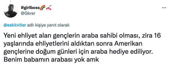 12. Benim ailemin de arabası yok ve bu saatten sonra da hayal gibi duruyor.