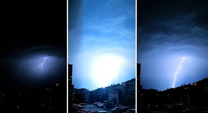 Thor mu Geldi? Ankara'da Geceyi Gündüze Çeviren Yıldırım Düşme Anları Korku Dolu Anlar Yaşattı