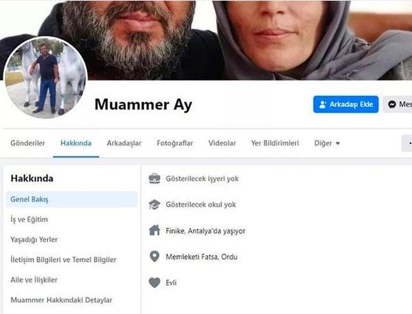 Facebook ilişki durumunu evlendikten sonra evli olarak değiştiren Muammer Ay, önce fotoğrafları silip ilişki durumunu 'Boşanmış' olarak değiştirdi, daha sonra ise Facebook hesabını kaldırdı.