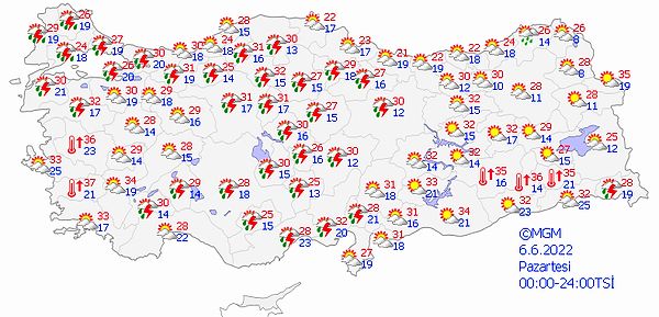 Bugün yurt genelinde hava şöyle: