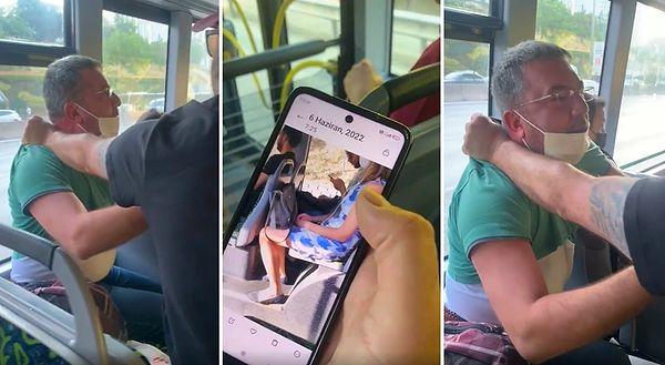 Otobüste yan tarafında oturan bir kişi tarafından tacize uğrayan kadın, tacizcisini ifşa etti.