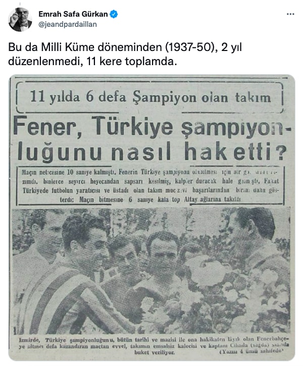 1937-50 arasında 11 kez düzenlenen Milli Küme dönemi.