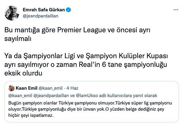 Lig şampiyonluğu ve Türkiye şampiyonluğu ayrı şeyler diyen takipçilerini de cevapsız bırakmıyor.