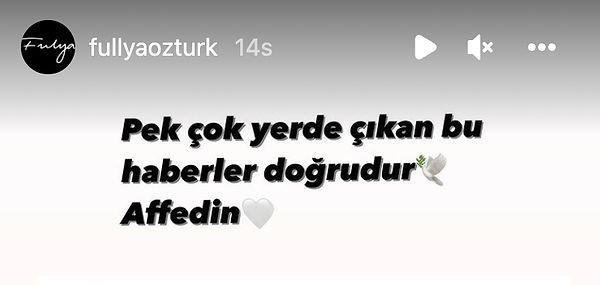 Instagram hesabından da bu kararı doğrulayan Öztürk, sevenlerinden af diledi.